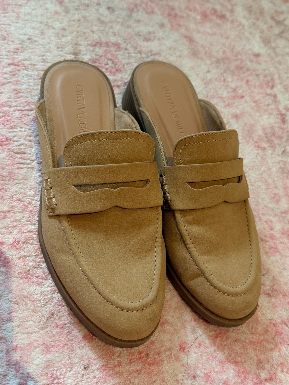 Cynthia Rowley Tan Suede Penny Loafer Mules